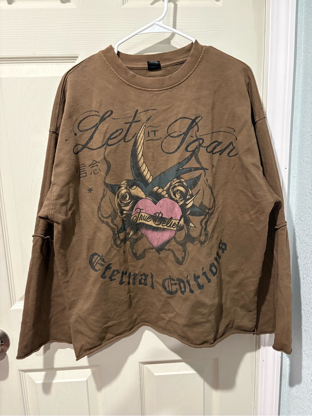 Urban Outfitters Brown Graphic Sweatshirt with Pink Heart